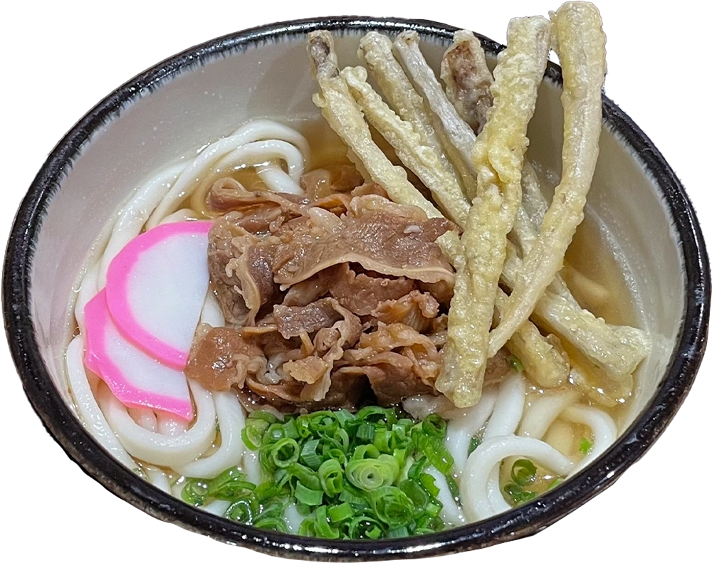 肉ごぼ天うどん画像